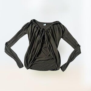 Women's J Crew Moss Green Tie Up Sweater Top Long Sleeve Cardigan Size XS